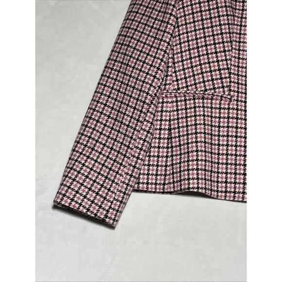 J Crew Campbell Blazer Womens XXL Pink Houndstooth Wool Blend Jacket Preppy 90s - Picture 4 of 13